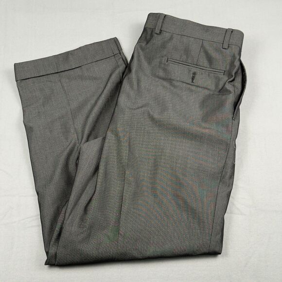 Sean John Dress Pants Mens 38x32 Metallic Gray & Black Pleated w/ Cuffs Baggy - Picture 1 of 16